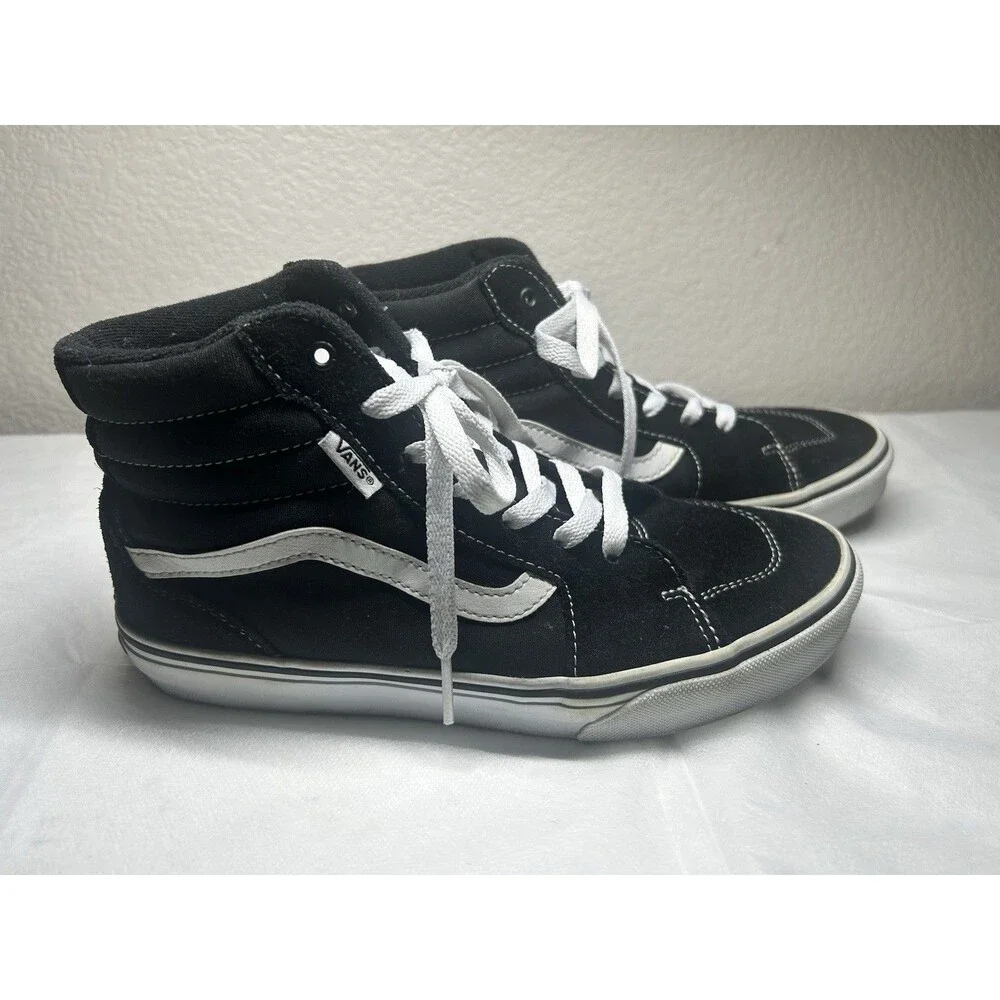 Vans Off The Wall High Top Shoes  Black/White Old Skool Youth SZ 6
